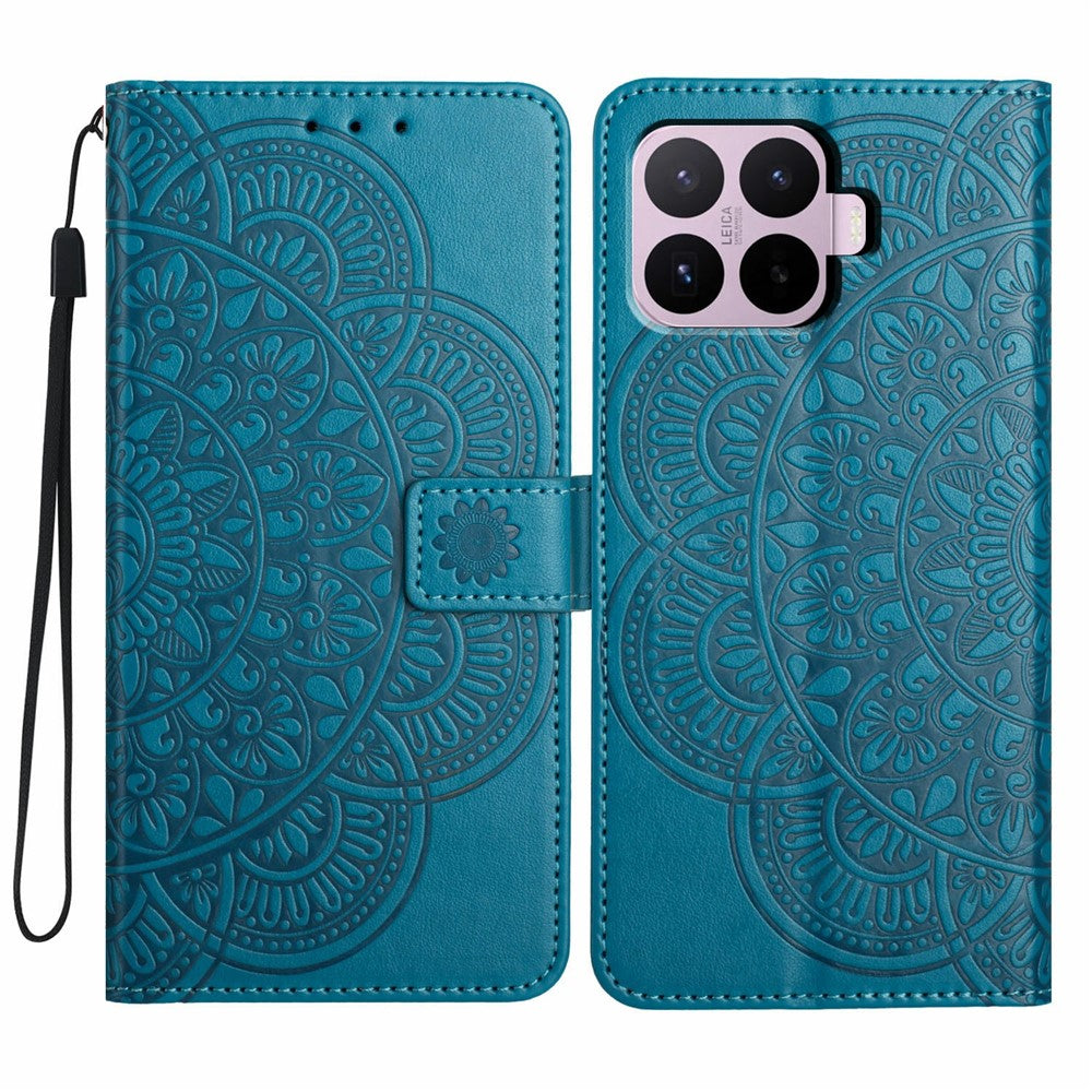 For Xiaomi 17T Leather Case Stand Card Slots Mandala Pattern Phone Cover with Wrist Strap