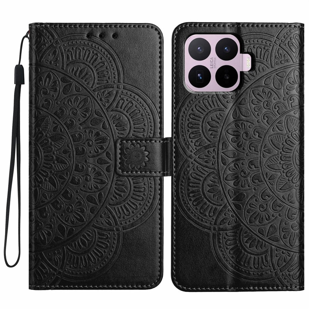 For Xiaomi 17T Leather Case Stand Card Slots Mandala Pattern Phone Cover with Wrist Strap