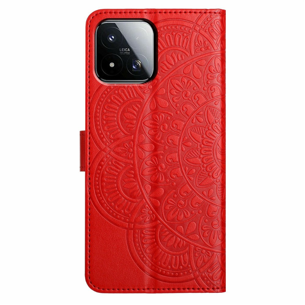 For Xiaomi 17 Max Leather Case Stand Card Slots Mandala Pattern Phone Cover with Wrist Strap