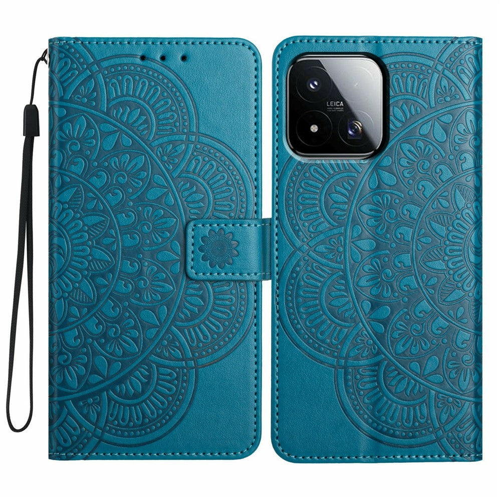 For Xiaomi 17 Max Leather Case Stand Card Slots Mandala Pattern Phone Cover with Wrist Strap