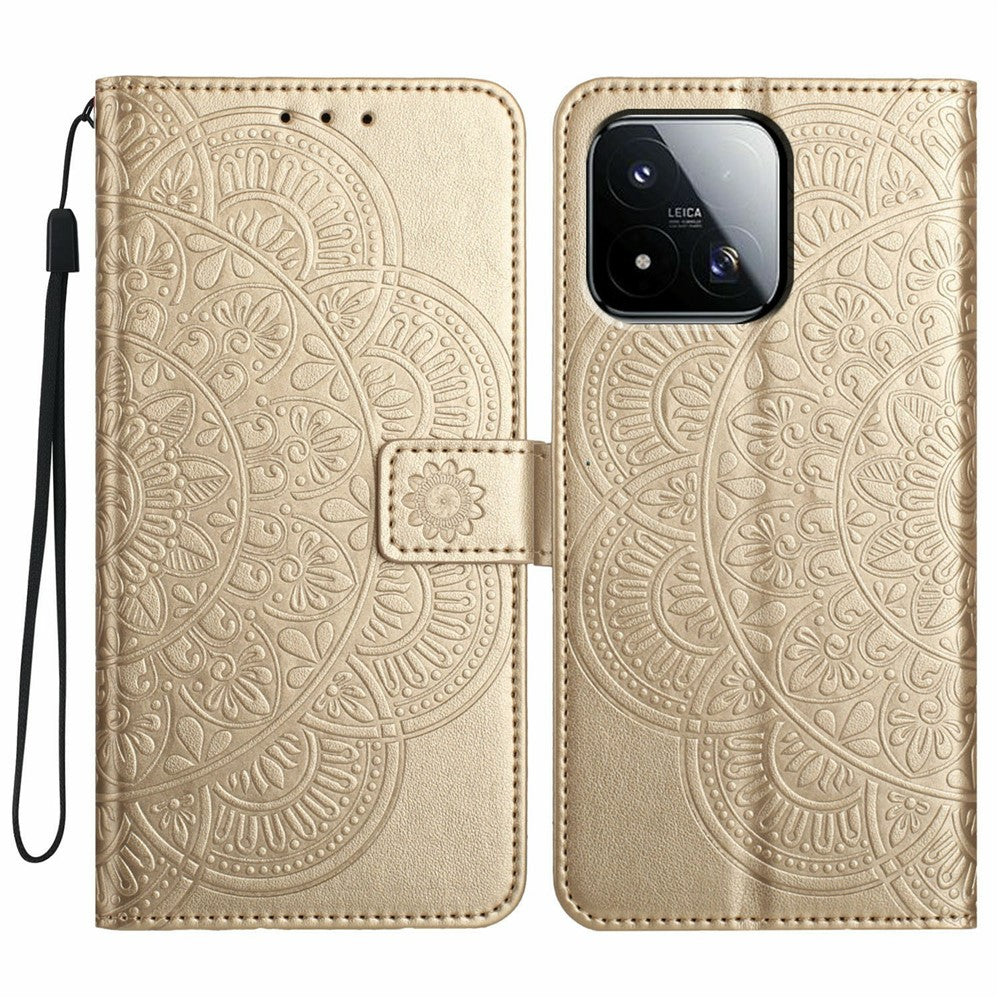 For Xiaomi 17 Max Leather Case Stand Card Slots Mandala Pattern Phone Cover with Wrist Strap
