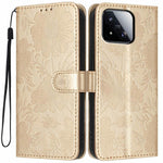 For Xiaomi 17 Max Wallet Case Imprint Floral PU Leather Stand Flip Phone Cover with Wrist Strap
