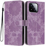 For Xiaomi 17 Max Wallet Case Imprint Floral PU Leather Stand Flip Phone Cover with Wrist Strap