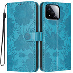 For Xiaomi 17 Max Wallet Case Imprint Floral PU Leather Stand Flip Phone Cover with Wrist Strap