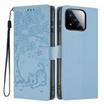 For Xiaomi 17 Max Stand Case Tree-and-Cat Pattern PU Leather Wallet Protective Phone Cover with Wrist Strap