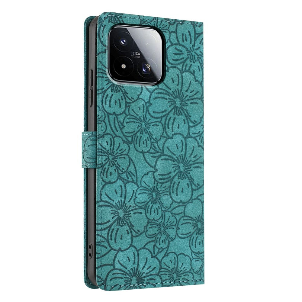 For Xiaomi 17 Max Flip Case Cherry Blossom Pattern Leather Wallet Stand Phone Cover with Wrist Strap