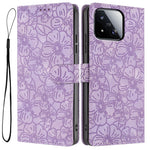 For Xiaomi 17 Max Flip Case Cherry Blossom Pattern Leather Wallet Stand Phone Cover with Wrist Strap