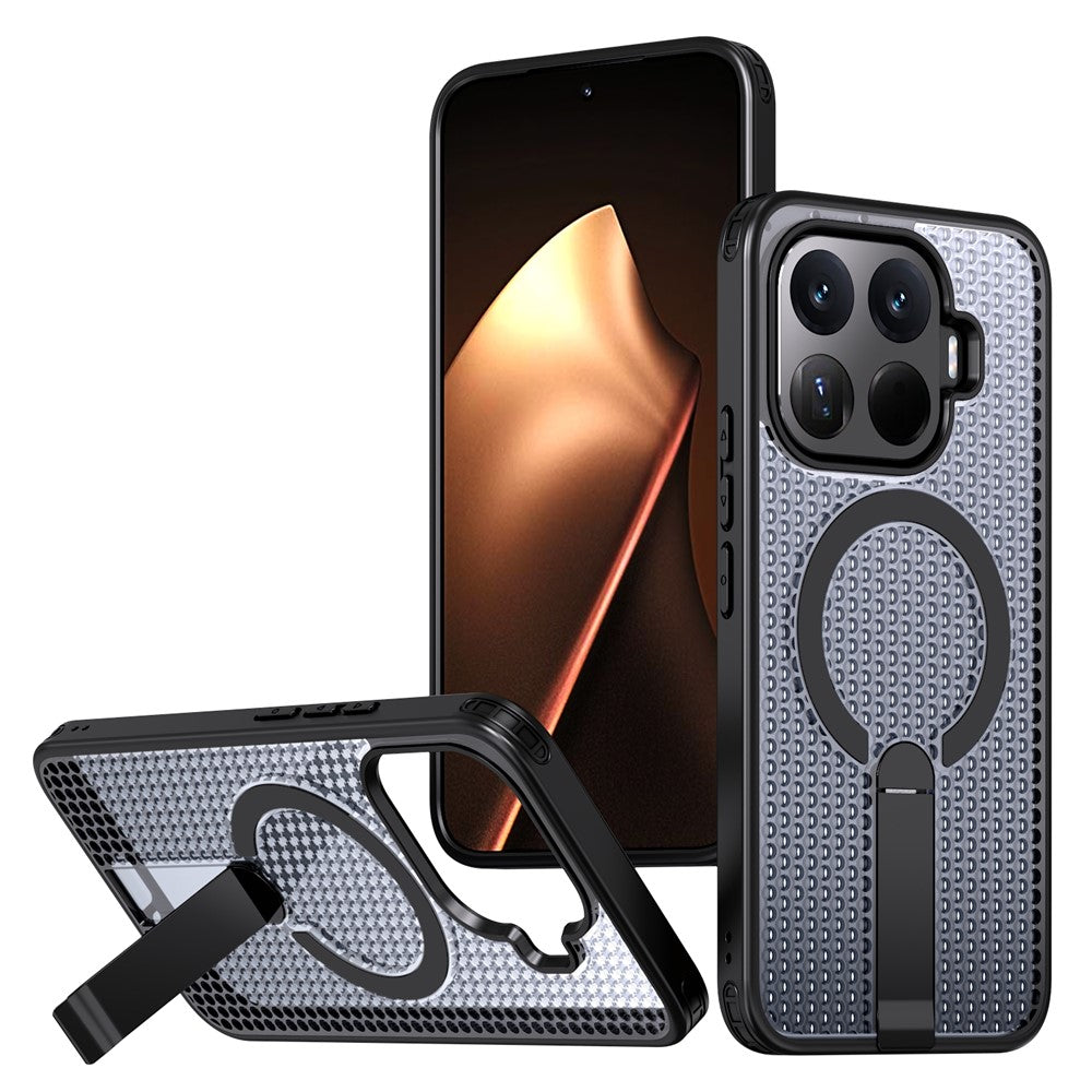 Til Xiaomi 17T Magnetisk Cover Med Støttefod, Gitterstruktur, TPU PC Telefon Bagcover