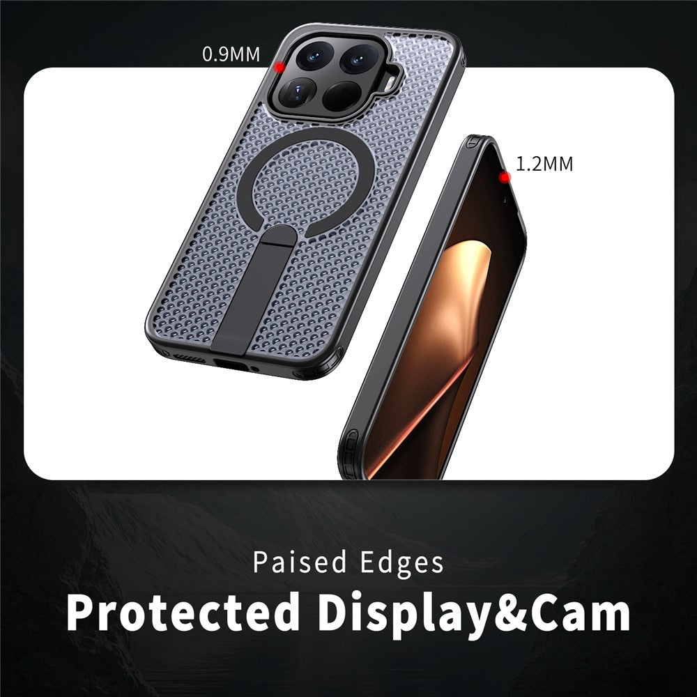 For Xiaomi 17T Magnetic Case Kickstand Grid Texture TPU PC Phone Back Cover