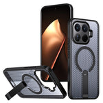 For Xiaomi 17T Pro Magnetic Case Kickstand Grid Texture TPU PC Phone Back Cover