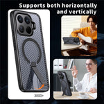 Til Xiaomi 17T Pro Magnetisk Cover Støtteben Gitter Tekstur TPU PC Telefon Bagcover