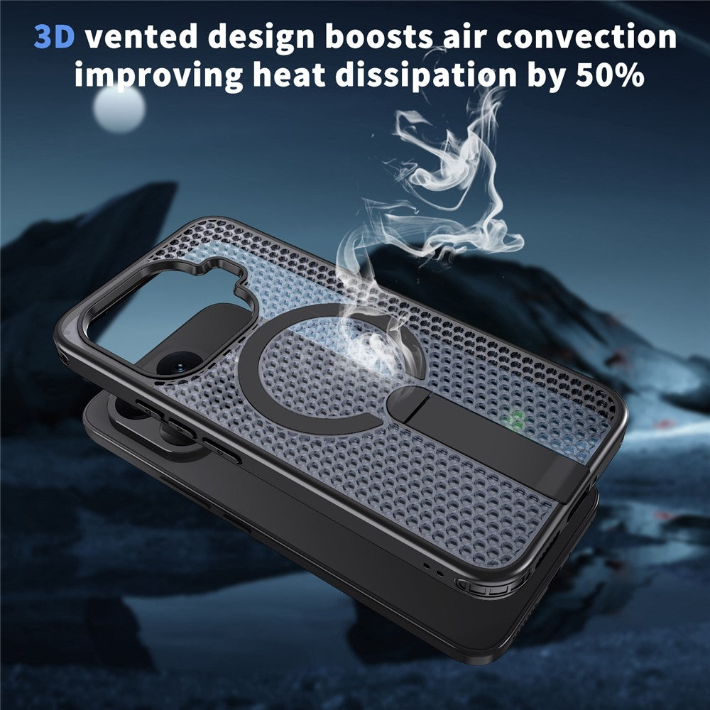 Til Xiaomi 17T Pro Magnetisk Cover Støtteben Gitter Tekstur TPU PC Telefon Bagcover