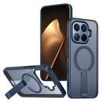 For Xiaomi 17T Pro Magnetic Case Kickstand Grid Texture TPU PC Phone Back Cover