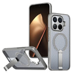For Xiaomi 17T Pro Magnetic Case Kickstand Grid Texture TPU PC Phone Back Cover