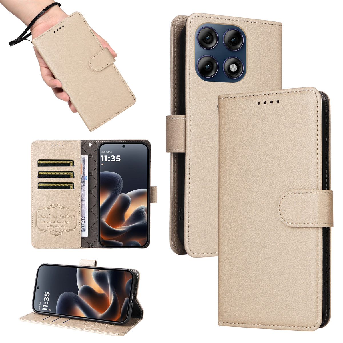 Til Motorola Edge 70 Pro 5G Etui RFID-Blokering 3 Kortlommer PU Læder Telefoncover med Håndrem