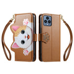 For T-Mobile REVVL 6 5G Case Cute Cat Pattern PU Leather Wallet Phone Cover with Wrist Strap