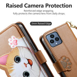 For T-Mobile REVVL 6 5G Case Cute Cat Pattern PU Leather Wallet Phone Cover with Wrist Strap