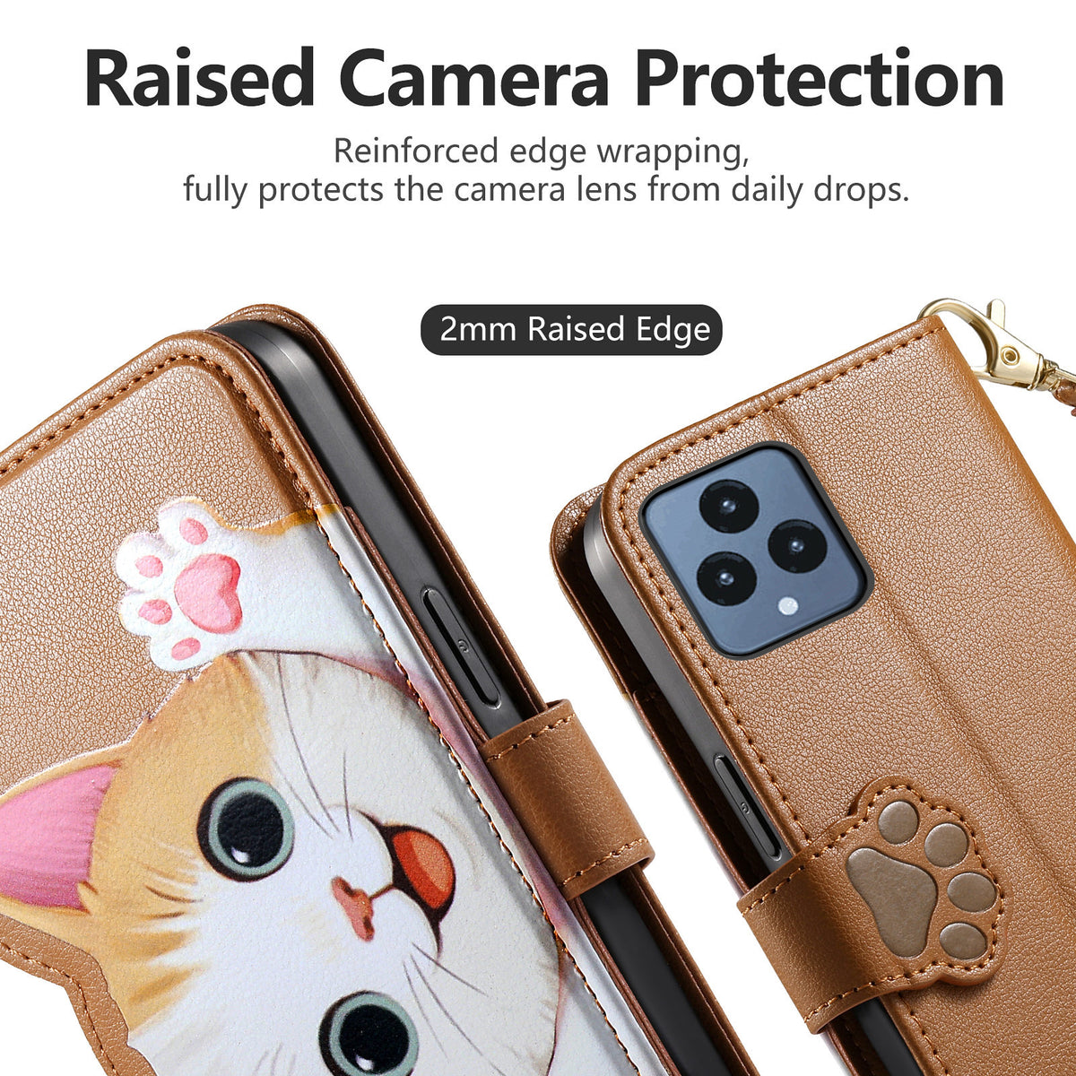 For T-Mobile REVVL 6 5G Case Cute Cat Pattern PU Leather Wallet Phone Cover with Wrist Strap