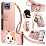 For T-Mobile REVVL 6 5G Case Cute Cat Pattern PU Leather Wallet Phone Cover with Wrist Strap