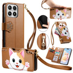 For Xiaomi 17 Case Cute Cat Pattern PU Leather Wallet Phone Cover with Wrist Strap