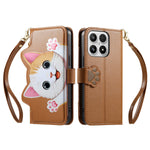For Xiaomi 17 Case Cute Cat Pattern PU Leather Wallet Phone Cover with Wrist Strap