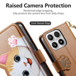 For Xiaomi 17 Case Cute Cat Pattern PU Leather Wallet Phone Cover with Wrist Strap
