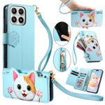 For Xiaomi 17 Case Cute Cat Pattern PU Leather Wallet Phone Cover with Wrist Strap