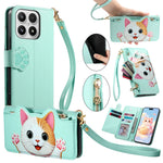 For Xiaomi 17 Case Cute Cat Pattern PU Leather Wallet Phone Cover with Wrist Strap