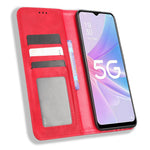 For Oppo A58 5G Imprinted Pattern PU Leather Shockproof Phone Case Wallet Stand Retro Texture Magnetic Closure Anti-scratch Phone Cover