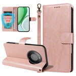 For Honor X9d 5G / Honor Magic8 Lite 5G / Honor X70 5G Case with Wrist Strap RFID Blocking Wallet Cowhide Texture Leather Phone Cover