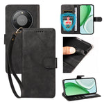 For Honor X9d 5G / Honor Magic8 Lite 5G / Honor X70 5G Case with Wrist Strap RFID Blocking Wallet Cowhide Texture Leather Phone Cover