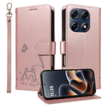 For Motorola Edge 70 Pro 5G Case Cat Pattern Imprint Leather Phone Cover with Wrist Strap