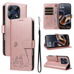 For Motorola Edge 70 Pro 5G Case Cat Pattern Imprint Leather Phone Cover with Wrist Strap