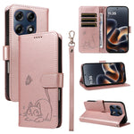 For Motorola Edge 70 Pro 5G Case Cat Pattern Imprint Leather Phone Cover with Wrist Strap
