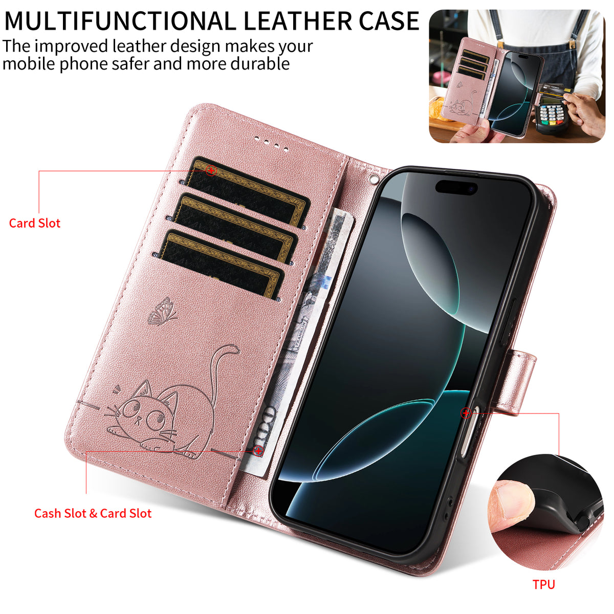 For Motorola Edge 70 Pro 5G Case Cat Pattern Imprint Leather Phone Cover with Wrist Strap