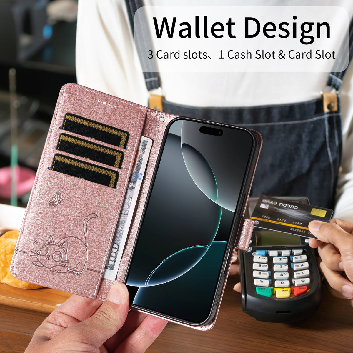 For Motorola Edge 70 Pro 5G Case Cat Pattern Imprint Leather Phone Cover with Wrist Strap