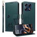 For Motorola Edge 70 Pro 5G Case Cat Pattern Imprint Leather Phone Cover with Wrist Strap