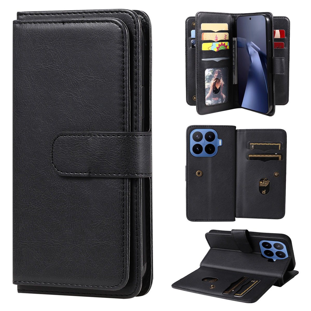 For Xiaomi 17T Leather Case with 10 Card Holder Phone Cover Stand