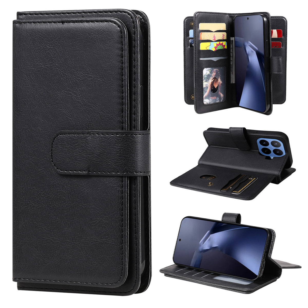 For Xiaomi 17T Leather Case with 10 Card Holder Phone Cover Stand