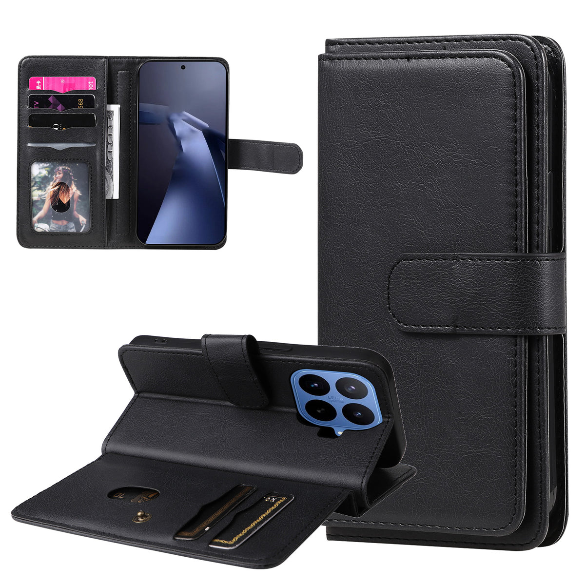 For Xiaomi 17T Leather Case with 10 Card Holder Phone Cover Stand