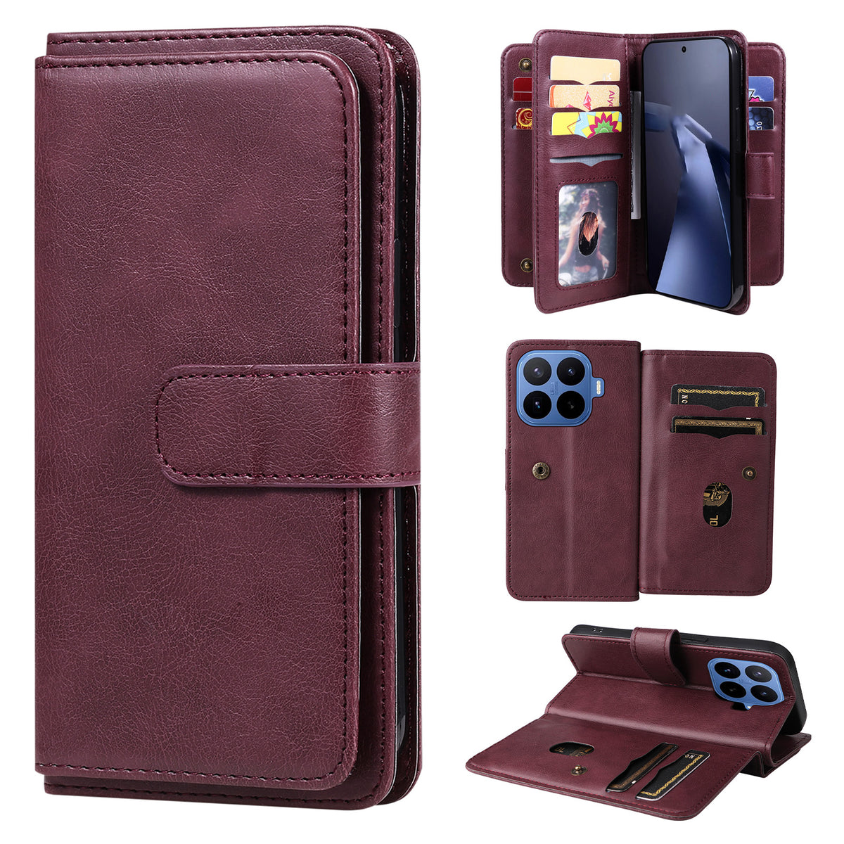 For Xiaomi 17T Leather Case with 10 Card Holder Phone Cover Stand