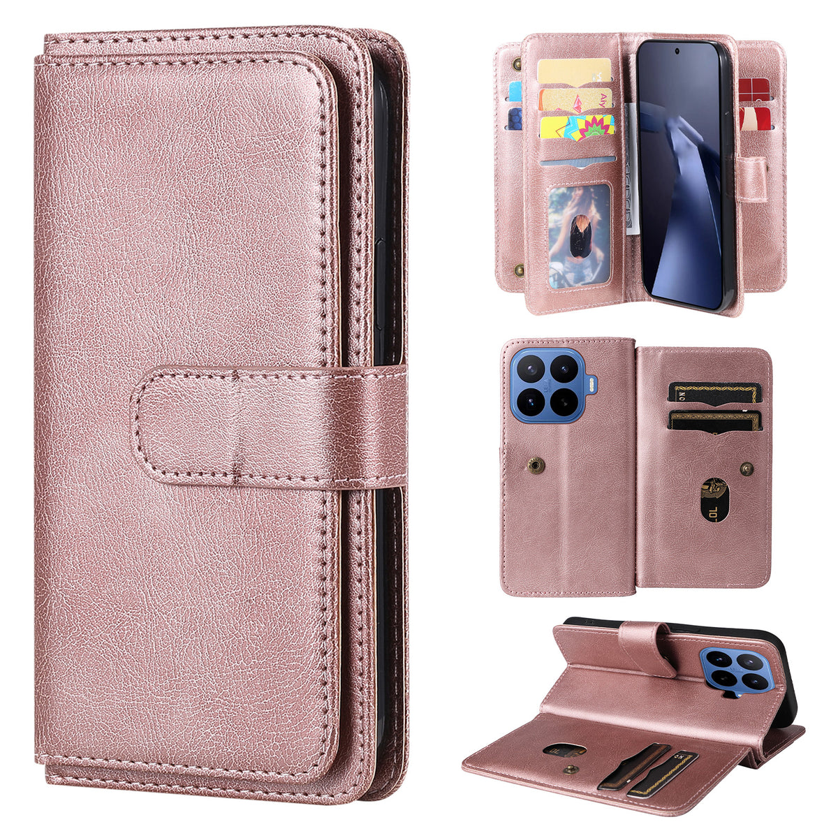 For Xiaomi 17T Leather Case with 10 Card Holder Phone Cover Stand