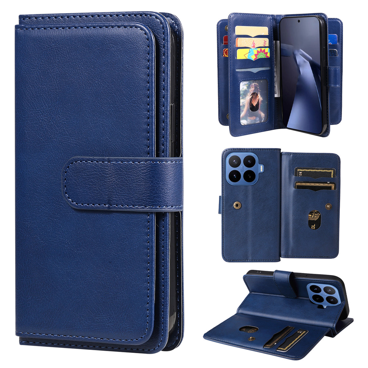 For Xiaomi 17T Leather Case with 10 Card Holder Phone Cover Stand