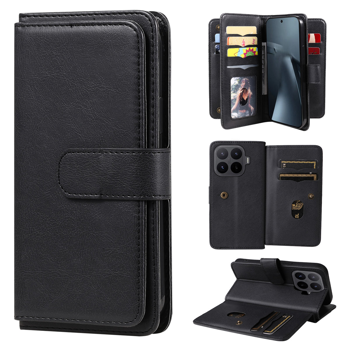 For Xiaomi 17T Pro Leather Case with 10 Card Holder Phone Cover Stand