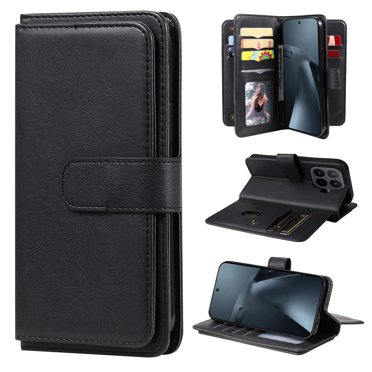 For Xiaomi 17T Pro Leather Case with 10 Card Holder Phone Cover Stand