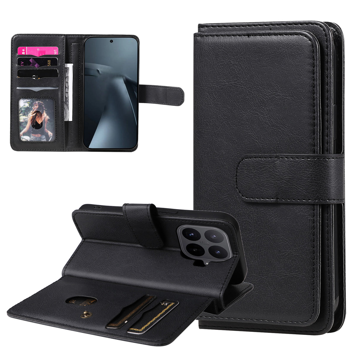 For Xiaomi 17T Pro Leather Case with 10 Card Holder Phone Cover Stand