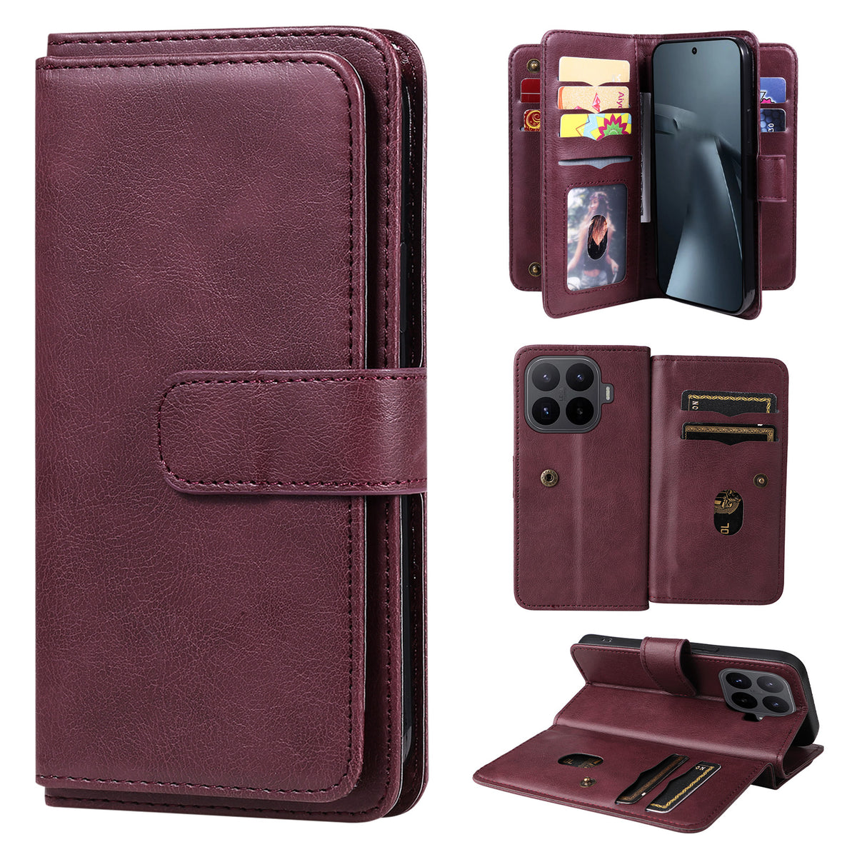For Xiaomi 17T Pro Leather Case with 10 Card Holder Phone Cover Stand