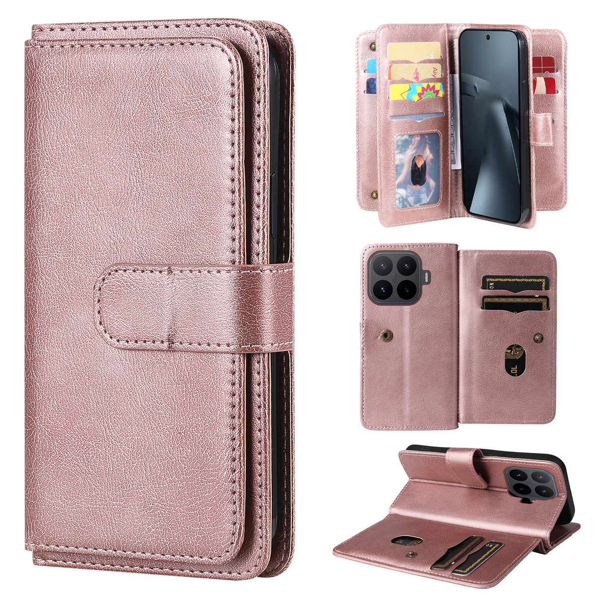 For Xiaomi 17T Pro Leather Case with 10 Card Holder Phone Cover Stand