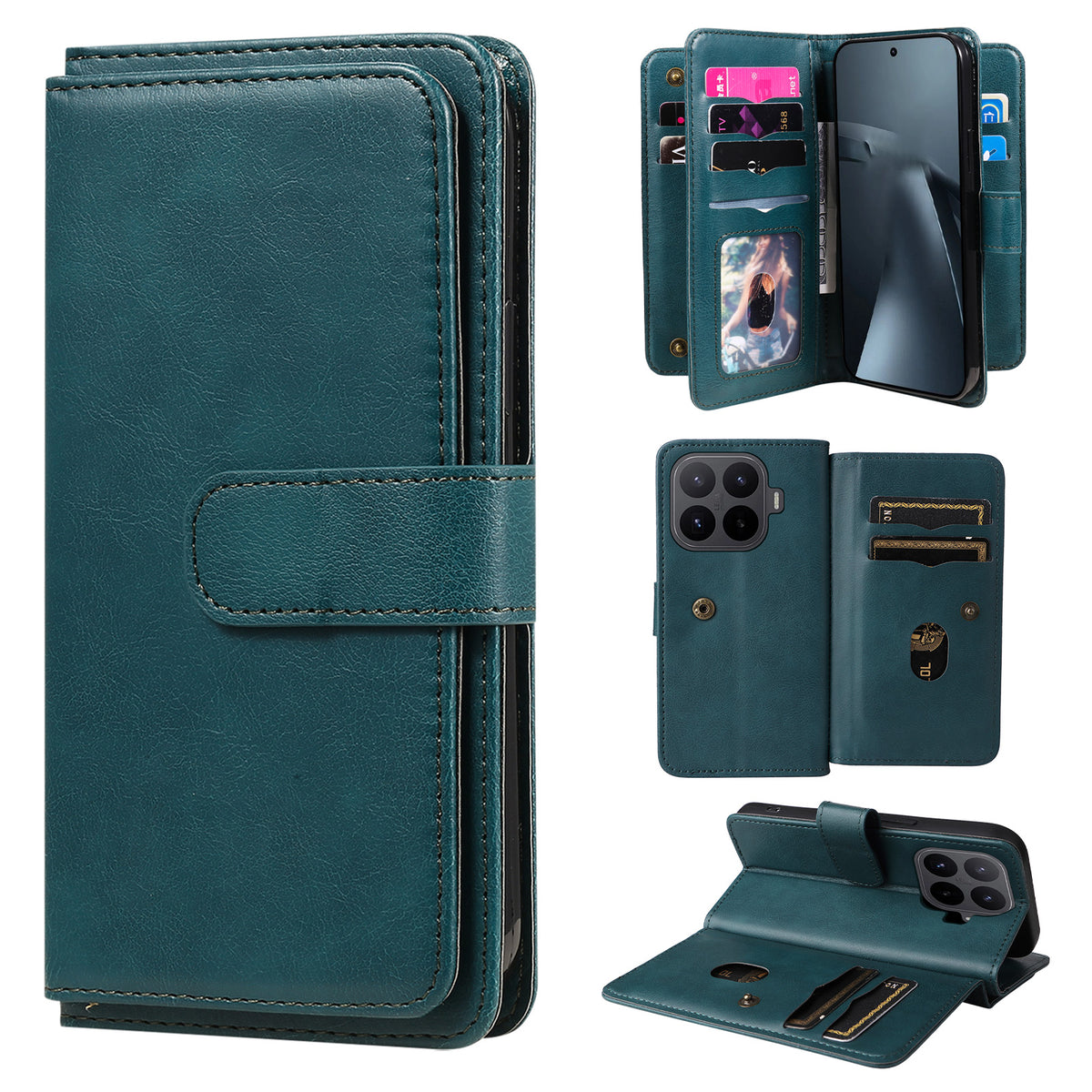 For Xiaomi 17T Pro Leather Case with 10 Card Holder Phone Cover Stand