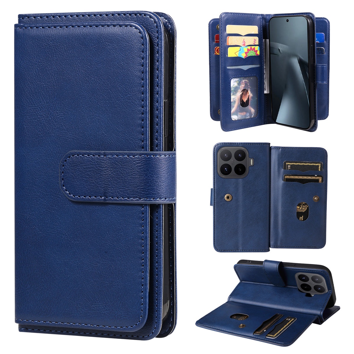 For Xiaomi 17T Pro Leather Case with 10 Card Holder Phone Cover Stand